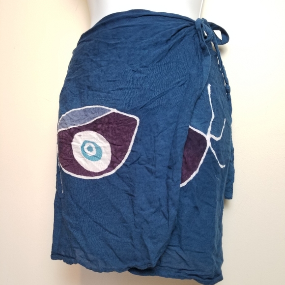 VINTAGE 90s Boho Wrap Tie Dye Skirt - Picture 4 of 10